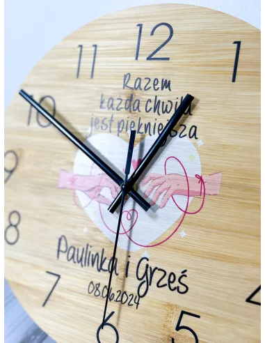 Bambusowy ZEGAR ścienny nadruk UV personalizowany PREZENT NA DZIEŃ TATY