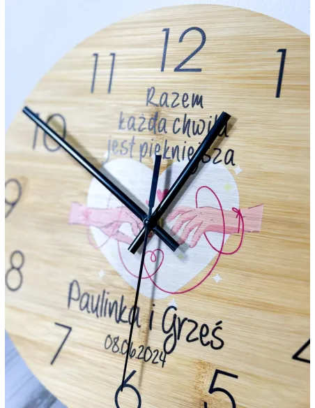 Bambusowy ZEGAR ścienny nadruk UV personalizowany PREZENT NA DZIEŃ TATY