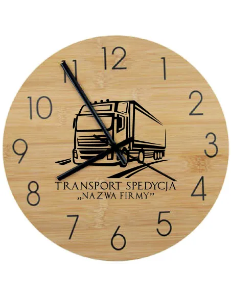 Bambusowy ZEGAR ścienny nadruk UV do biura DLA FIRM RÓŻNE ZAWODY