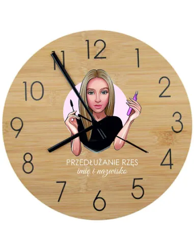 Bambusowy ZEGAR ścienny nadruk UV do biura DLA FIRM RÓŻNE ZAWODY