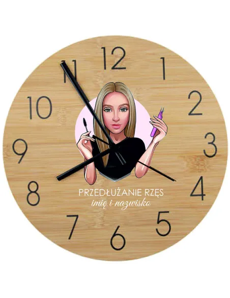 Bambusowy ZEGAR ścienny nadruk UV do biura DLA FIRM RÓŻNE ZAWODY