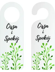 ZAWIESZKA NA DRZWI klamkę hotelowa ZACHOWAJ CISZĘ przeźroczysta plexi z nadrukiem