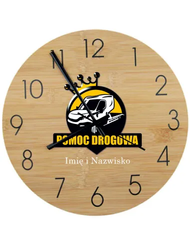 Bambusowy ZEGAR ścienny nadruk UV do biura DLA FIRM RÓŻNE ZAWODY