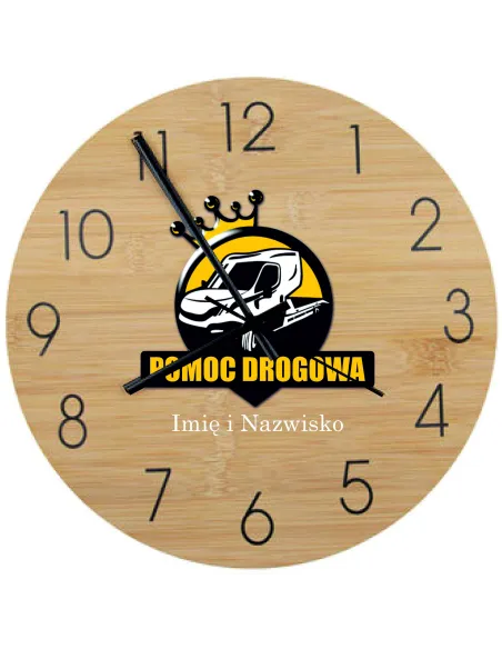 Bambusowy ZEGAR ścienny nadruk UV do biura DLA FIRM RÓŻNE ZAWODY