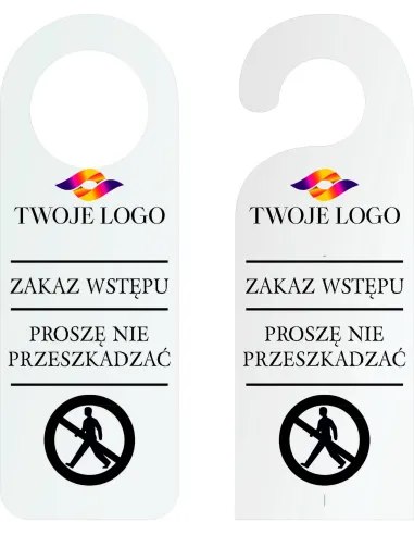 ZAWIESZKA NA DRZWI klamkę hotelowa ZACHOWAJ CISZĘ przeźroczysta plexi z nadrukiem