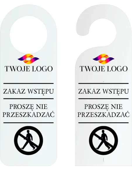 ZAWIESZKA NA DRZWI klamkę hotelowa ZACHOWAJ CISZĘ przeźroczysta plexi z nadrukiem
