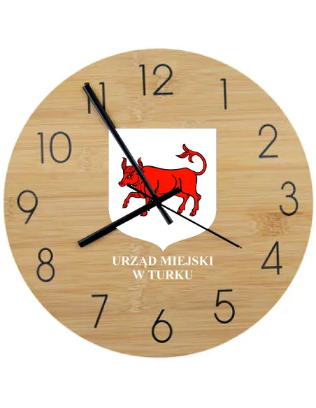 Bambusowy ZEGAR ścienny nadruk UV DLA INSTYTUCJI