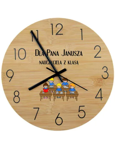 Bambusowy ZEGAR ścienny nadruk UV do biura DLA FIRM RÓŻNE ZAWODY