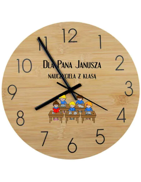 Bambusowy ZEGAR ścienny nadruk UV do biura DLA FIRM RÓŻNE ZAWODY