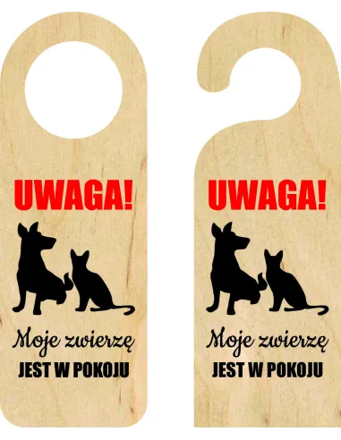 ZAWIESZKA NA DRZWI klamkę hotelowa REZERWACJA drewniana TWÓJ NADRUK NAPIS