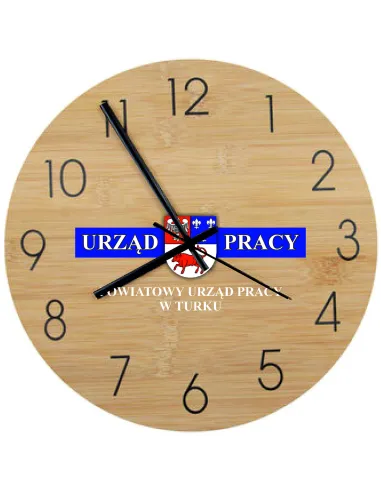 Bambusowy ZEGAR ścienny nadruk UV DLA INSTYTUCJI