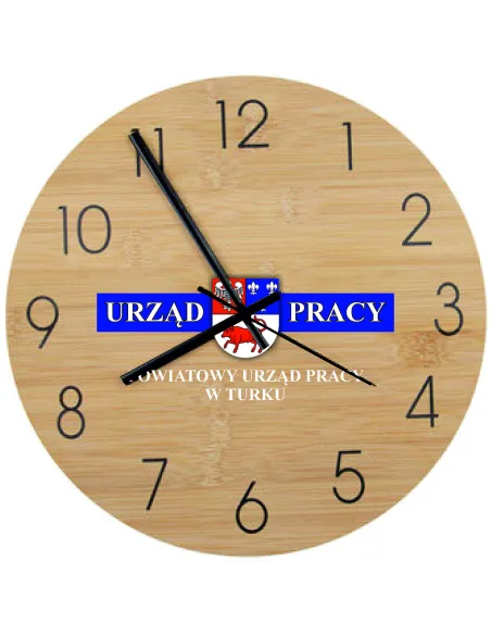 Bambusowy ZEGAR ścienny nadruk UV DLA INSTYTUCJI