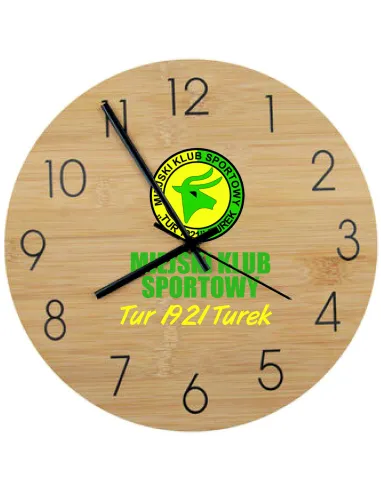 Bambusowy ZEGAR ścienny nadruk UV DLA INSTYTUCJI