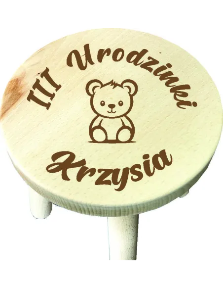 TABORECIK krzesełko DREWNIANE DLA DZIECKA z grawerem z imieniem PREZENT