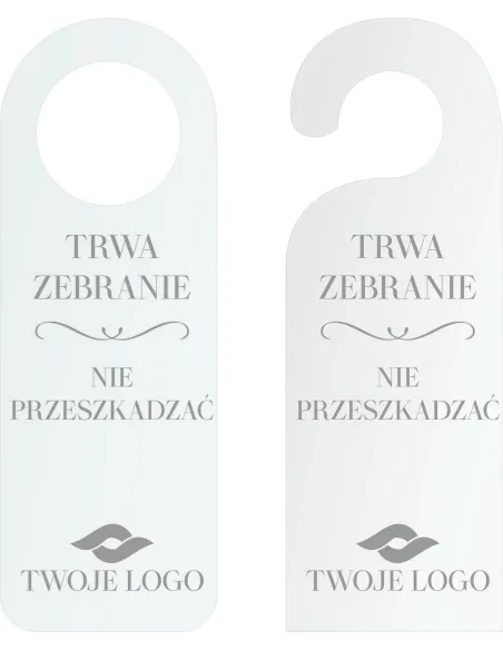ZAWIESZKA NA DRZWI klamkę hotelowa TWÓJ TEKST LOGO GRAWER na plexi