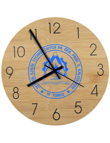 Bambusowy ZEGAR ścienny nadruk UV DLA INSTYTUCJI