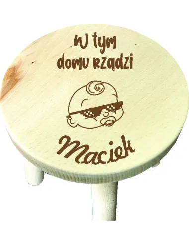 TABORECIK krzesełko DREWNIANE DLA DZIECKA z grawerem z imieniem PREZENT