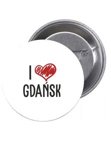 Przypinki buttony I LOVE GDAŃSK  znaczki badziki z grafiką