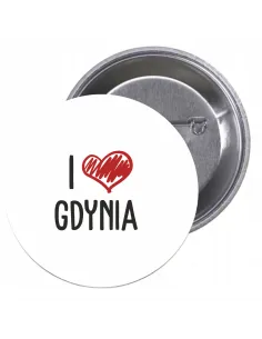 Przypinki buttony I LOVE GDYNIA  znaczki badziki z grafiką