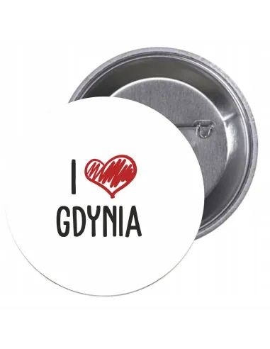 Przypinki buttony I LOVE GDYNIA  znaczki badziki z grafiką