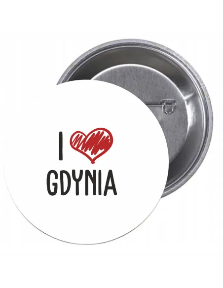 Przypinki buttony I LOVE GDYNIA  znaczki badziki z grafiką