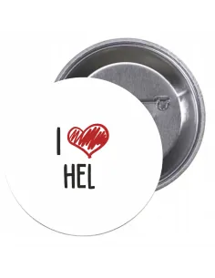 Przypinki buttony I LOVE HEL  znaczki badziki z grafiką