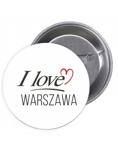 Przypinki buttony I LOVE WARSZAWA znaczki badziki z grafiką
