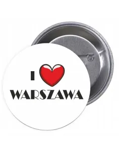 Przypinki buttony I LOVE WARSZAWA znaczki badziki z grafiką