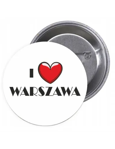 Przypinki buttony I LOVE WARSZAWA znaczki badziki z grafiką