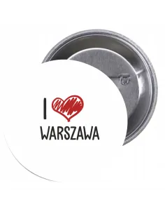Przypinki buttony I LOVE WARSZAWA znaczki badziki z grafiką