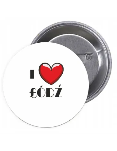 Przypinki buttony I LOVE ŁÓDŹ znaczki badziki z grafiką