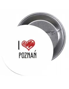 Przypinki buttony I LOVE POZNAŃ znaczki badziki z grafiką