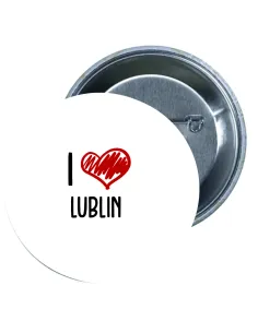 Przypinki buttony I LOVE LUBLIN znaczki badziki z grafiką