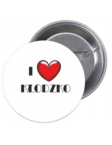 Przypinki buttony I LOVE KŁODZKO znaczki badziki z grafiką