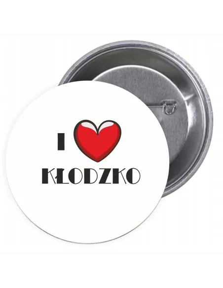 Przypinki buttony I LOVE KŁODZKO znaczki badziki z grafiką