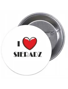 Przypinki buttony I LOVE SIERADZ znaczki badziki z grafiką