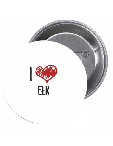 Przypinki buttony I LOVE EŁK znaczki badziki z grafiką