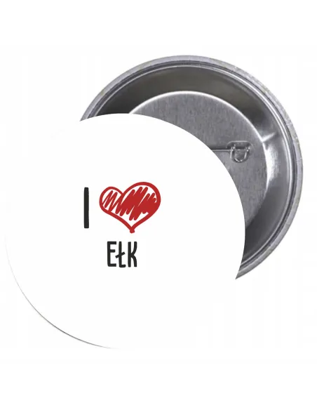 Przypinki buttony I LOVE EŁK znaczki badziki z grafiką