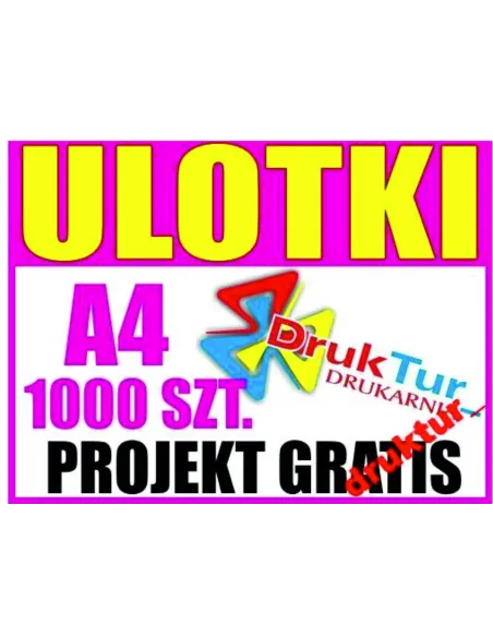 ULOTKA A4 1000 sztuk + PROJEKT ulotki druk OKAZJA