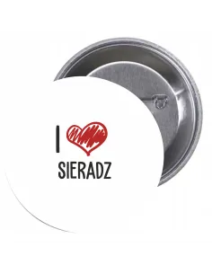 Przypinki buttony I LOVE SIERADZ znaczki badziki z grafiką