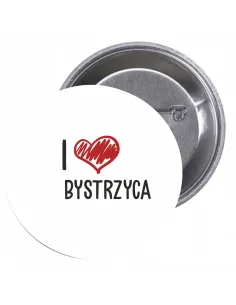 Przypinki buttony I LOVE BYSTRZYCA znaczki badziki z grafiką