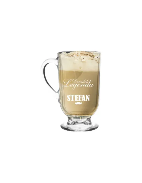 Szklanka kubek do cappucino latte z grawerem na prezent dla dziadka