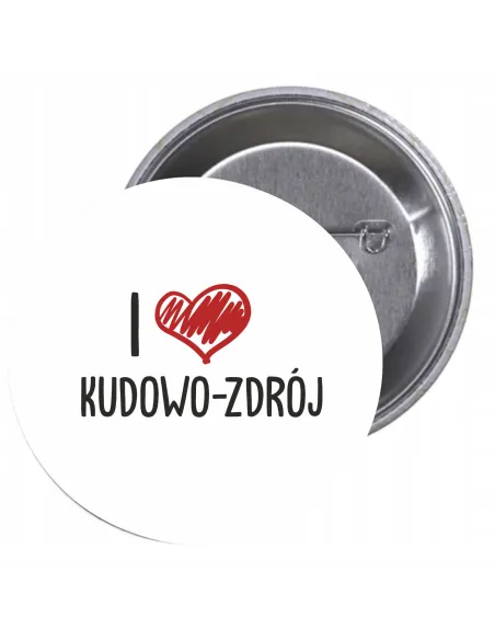 Przypinki buttony I LOVE KUDOWO-ZDRÓJ znaczki badziki z grafiką