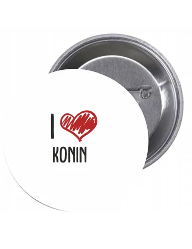 Przypinki buttony I LOVE KONIN znaczki badziki z grafiką