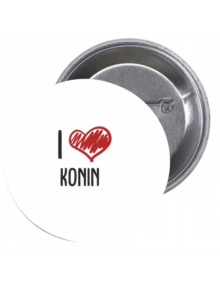 Przypinki buttony I LOVE KONIN znaczki badziki z grafiką