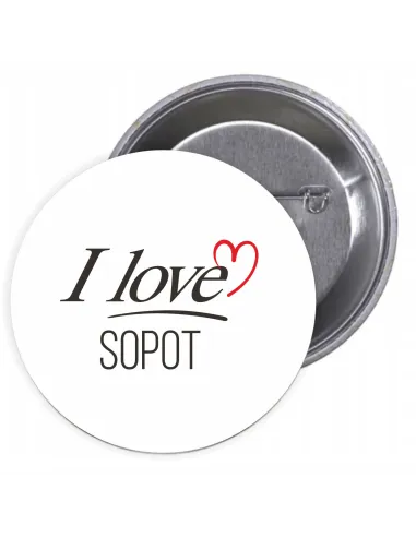 Przypinki buttony I LOVE SOPOT znaczki badziki z grafiką