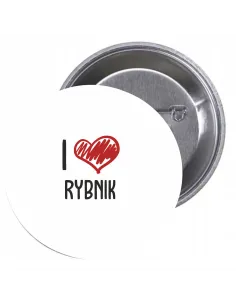 Przypinki buttony I LOVE RYBNIK znaczki badziki z grafiką