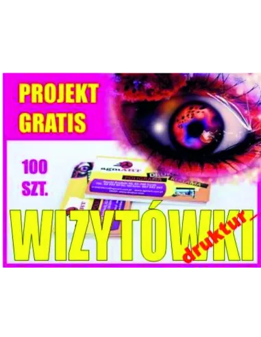 WIZYTÓWKI 100 sztuk + PROJEKT druk wizytówka HIT