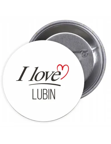 Przypinki buttony I LOVE LUBIN znaczki badziki z grafiką