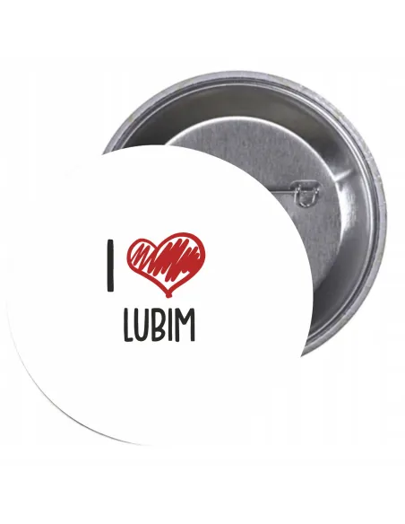 Przypinki buttony I LOVE LUBIN znaczki badziki z grafiką